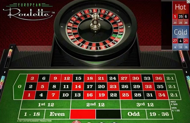 meja permainan roulette dengan banyak angka 